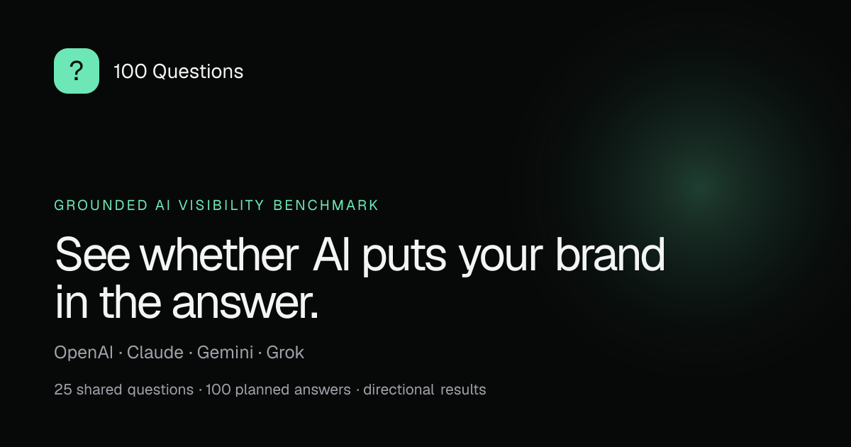 100 Questions AI visibility benchmark: see whether AI puts your brand in the answer
