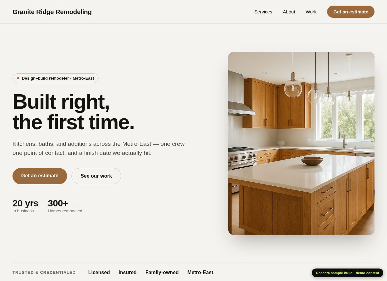 Granite Ridge Remodeling website preview