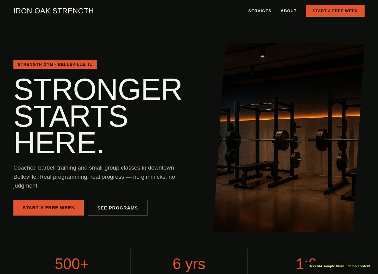 Iron Oak Strength website preview