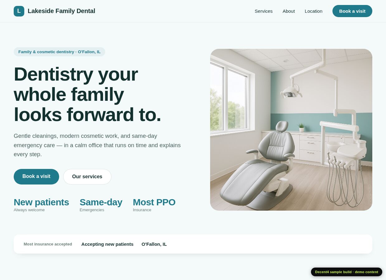 Lakeside Family Dental website preview