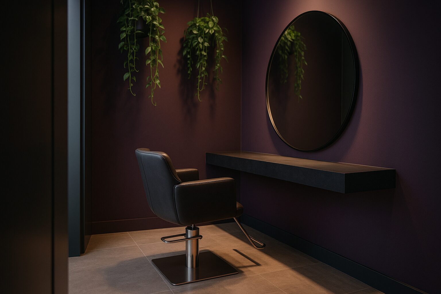 Vellum Hair Studio salon chair and styling station