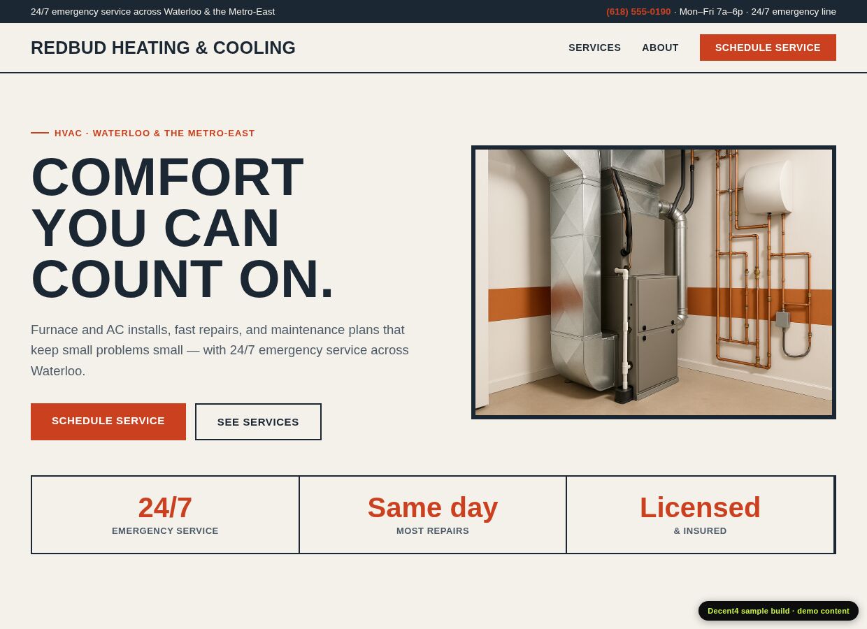 Redbud Heating and Cooling example website preview